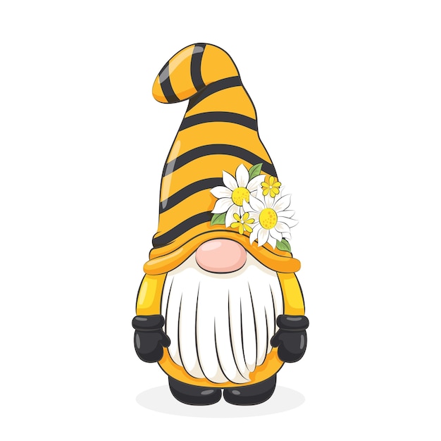 Gnomes Abeille Springsummer Nain Illustration Vectorielle