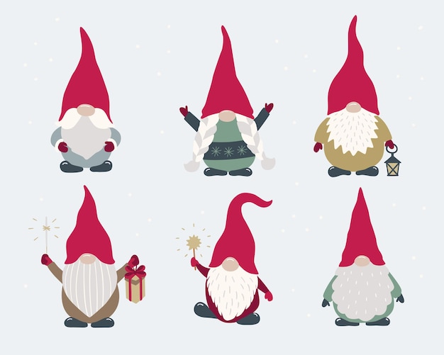 Vecteur les gnomes scandi sont isolés. personnages de dessins animés