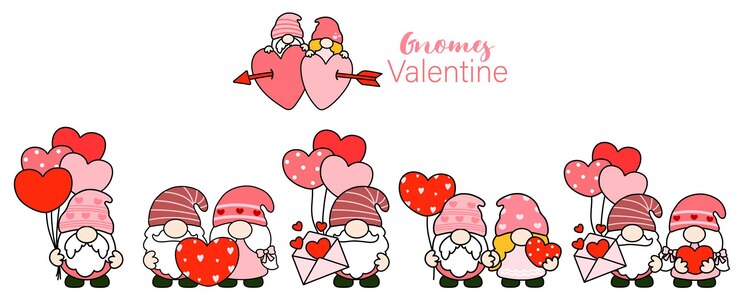 Gnomes Valentine Clipart peinture numérique