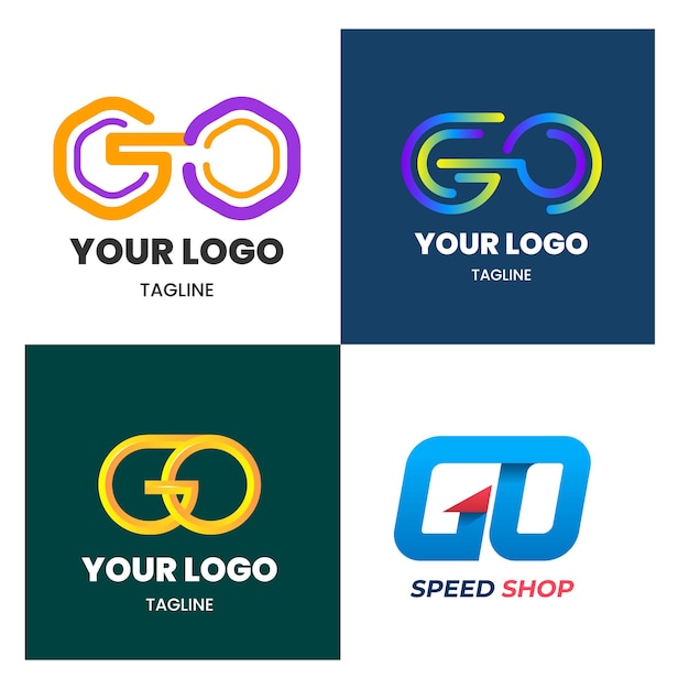 go lettre de l'alphabet entreprise d'affaires société de marketing logo design élégant et badge design vecteur