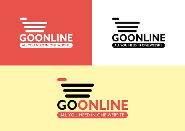 Go logo en ligne panier d'achat et logo de site Web en ligne