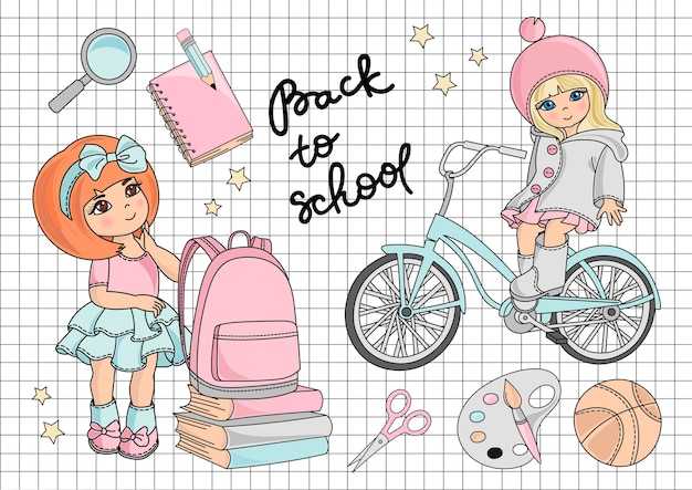 Go To School Vector Illustration Set