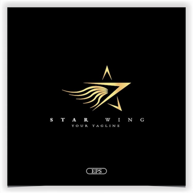 Gold Star Wing Logo Premium Modèle élégant Vecteur Eps 10