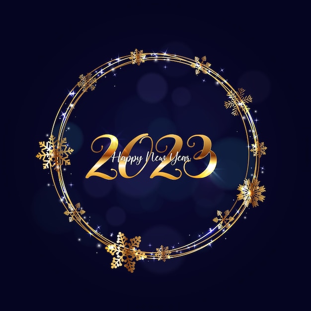 Golden 2023 Happy New Year Freeting Card Vector Illustration