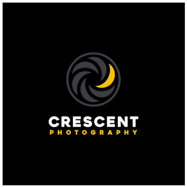 Golden Crescent Moon Light Avec Lentille D'obturation Pour La Création De Logo De Photographie Photographique