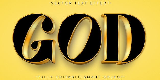 Golden God Vector Effet de texte d'objet intelligent entièrement modifiable