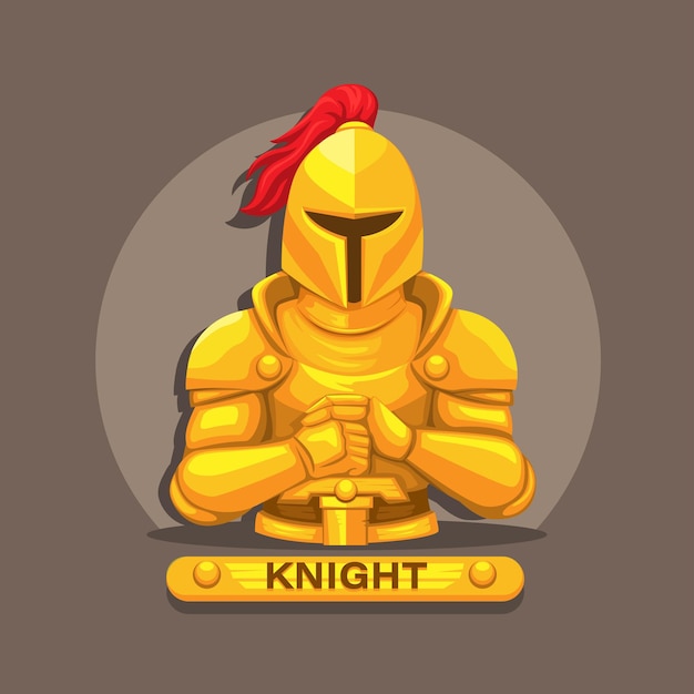 Golden Knight Costume Ancienne Armure De Guerre Mascotte Symbole Illustration Vecteur