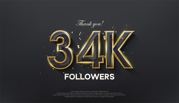 Golden line merci 34k followers avec une couleur or luxueuse et élégante
