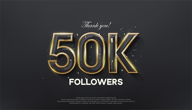 Golden line merci 50k followers avec une couleur or luxueuse et élégante