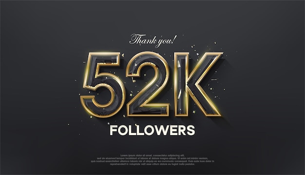 Golden line merci 52k followers avec une couleur or luxueuse et élégante