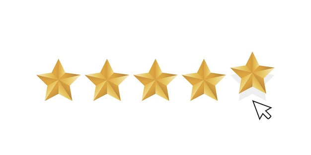 Golden star rating souris cliquez sur l'icône illustration vectorielle.
