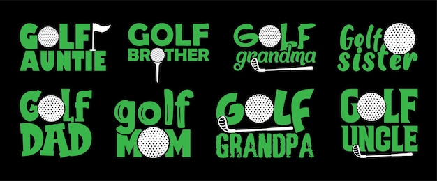 Vecteur golf family t-shirt design bundle chemise de golf vector golf t-shirt design collection