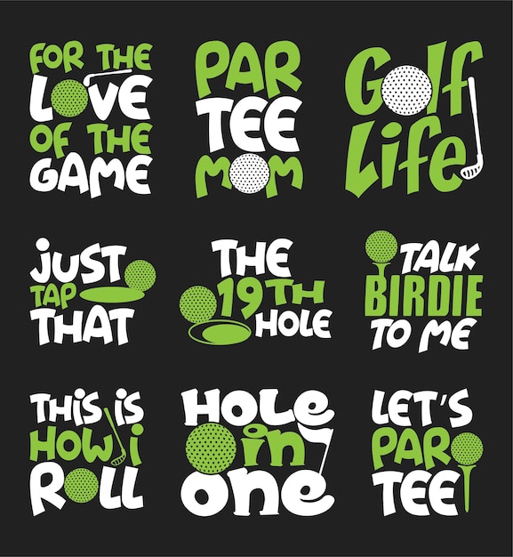 Vecteur golf t-shirt design bundle chemise de golf vector golf t-shirt design collection