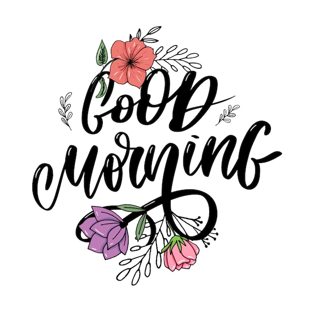 Good Morning Lettrage Texte Slogan Calligraphie Noir