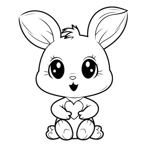 Vecteur gorgeux lapin de dessin animé illustration vectorielle pour colorier un livre ou une page