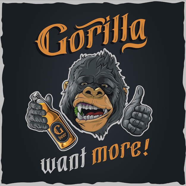 Gorilla veut plus - illustration pour tshirt