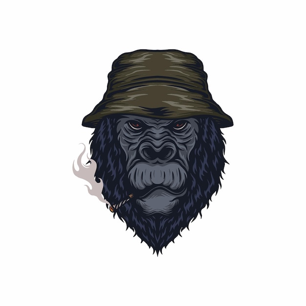 Gorille De Fumer Avec Illustration Vectorielle De Chapeau