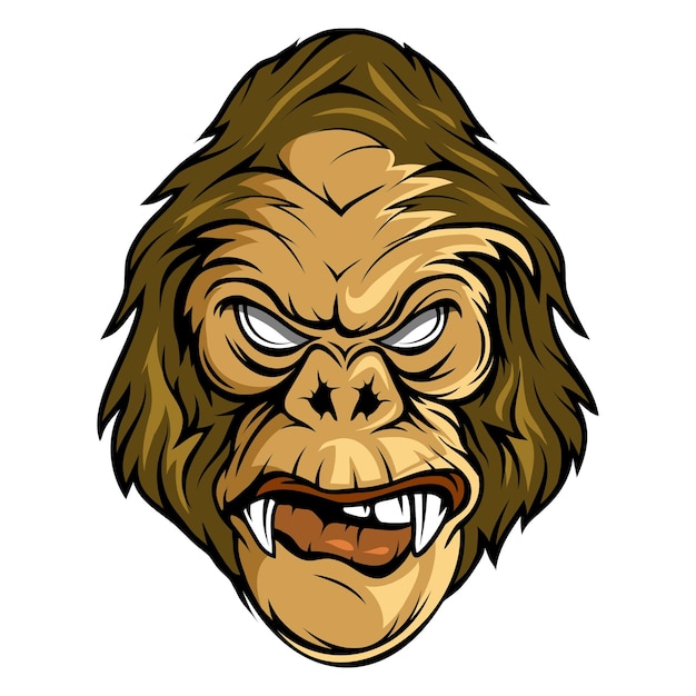 Vecteur gorille illustration vectorielle de primates tête de gorille en colère