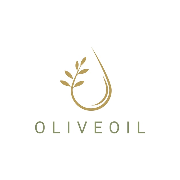 Goutte d'eau de gouttelettes d'huile d'olive avec création de logo Flower Plant Leaf Beauty