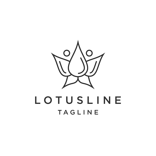 Goutte d'eau lotus ligne logo icône modèle de conception vecteur plat