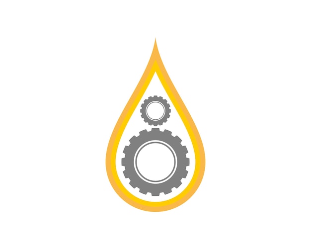 Vecteur goutte d'huile avec roue dentée à l'intérieur