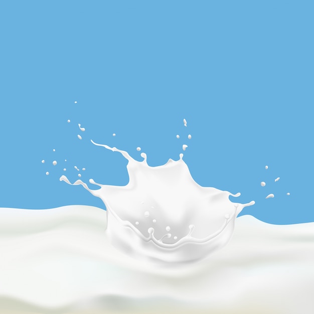 Vecteur goutte de lait réaliste abstraite avec éclaboussures isolées