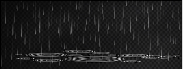 Une goutte de pluie est tombée au sol pluie et brouillard sur un fond noir avec un effet de superposition Abstra