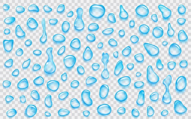 Gouttes bleu clair transparentes