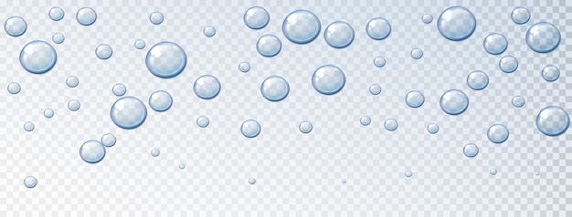 Vecteur gouttes d'eau éclairantes gouttes réalistes sur la surface liquide isolé sur fond transparent