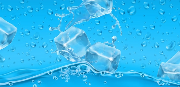 Gouttes D'eau Et Fond De Glace