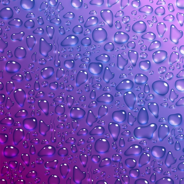 Gouttes d'eau sur fond violet