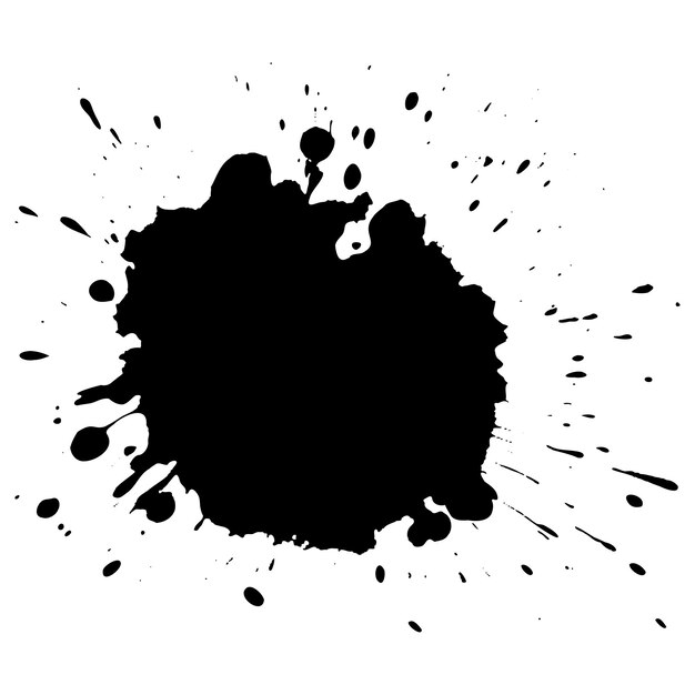 Des gouttes d'encre noire vectorielle et des éclaboussures de peinture des éléments de conception dessinés à la main isolés sur un fond blanc