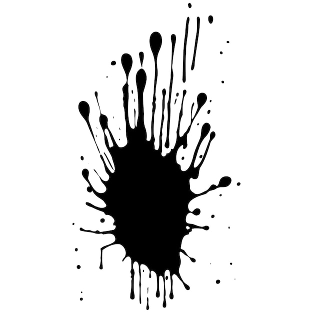 Des gouttes d'encre noire vectorielle et des éclaboussures de peinture des éléments de conception dessinés à la main isolés sur un fond blanc