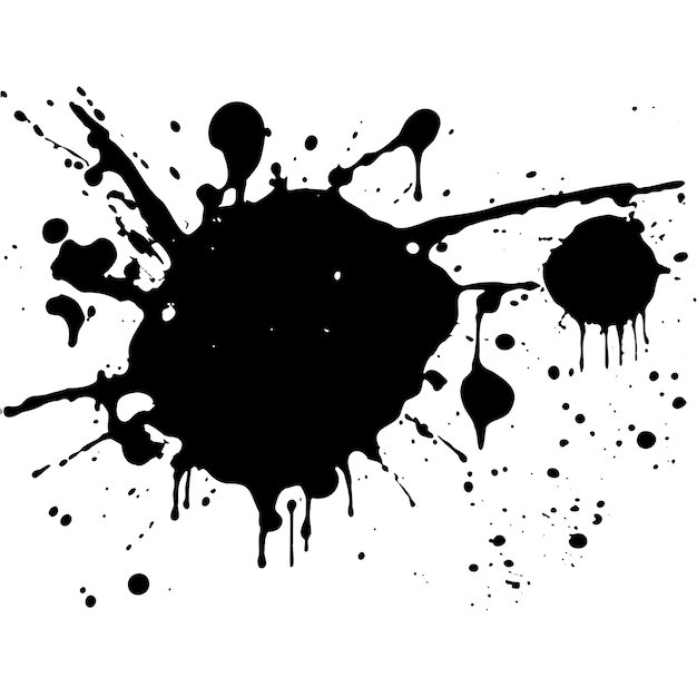 Des gouttes d'encre noire vectorielle et des éclaboussures de peinture des éléments de conception dessinés à la main isolés sur un fond blanc