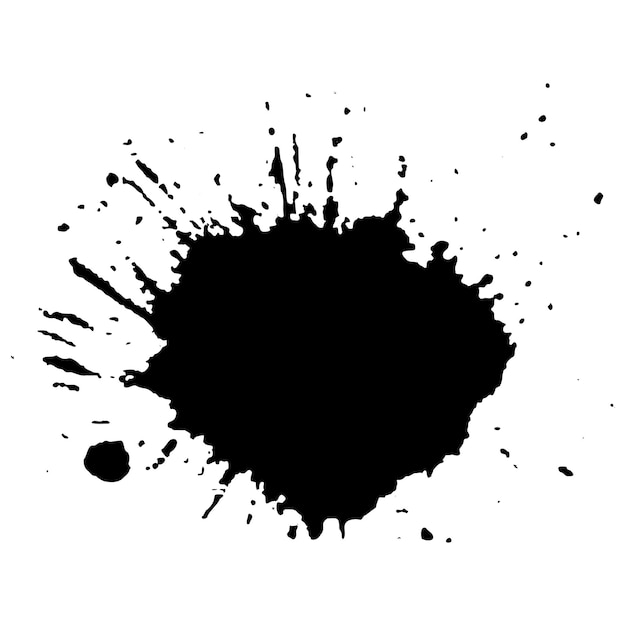 Des gouttes d'encre noire vectorielle et des éclaboussures de peinture des éléments de conception dessinés à la main isolés sur un fond blanc