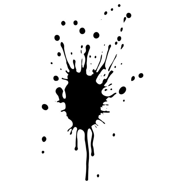 Des gouttes d'encre noire vectorielle et des éclaboussures de peinture des éléments de conception dessinés à la main isolés sur un fond blanc