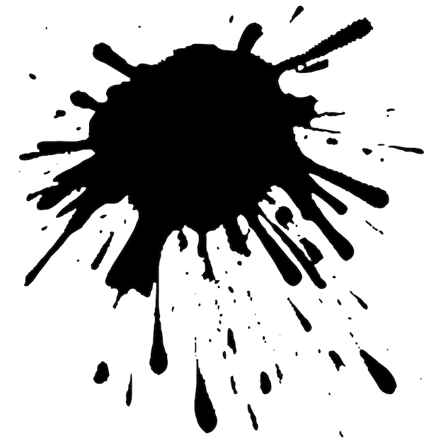 Des gouttes d'encre noire vectorielle et des éclaboussures de peinture des éléments de conception dessinés à la main isolés sur un fond blanc