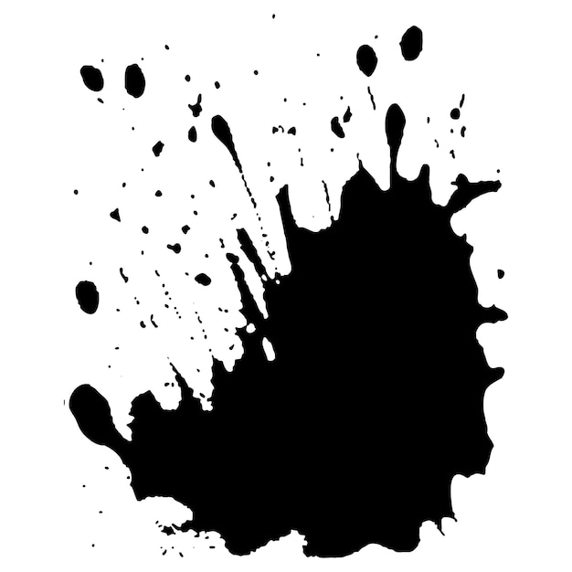 Des gouttes d'encre noire vectorielle et des éclaboussures de peinture des éléments de conception dessinés à la main isolés sur un fond blanc