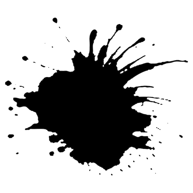 Des gouttes d'encre noire vectorielle et des éclaboussures de peinture des éléments de conception dessinés à la main isolés sur un fond blanc