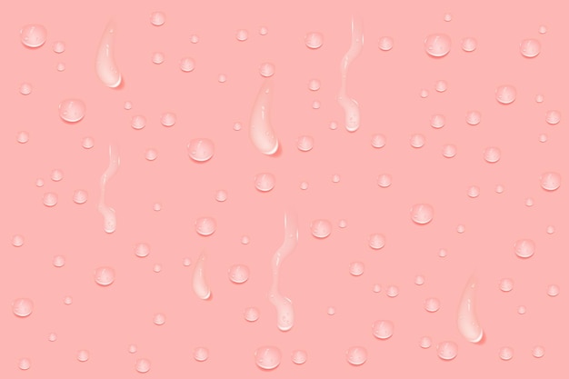 Vecteur gouttes humides liquides de gel ou de collagène de couleur rose, flaques de sérum ou d'eau cosmétiques renversées