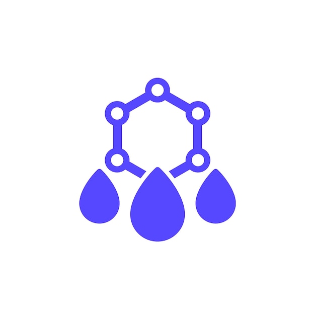 Vecteur gouttes avec icône de nanoparticules sur blanc