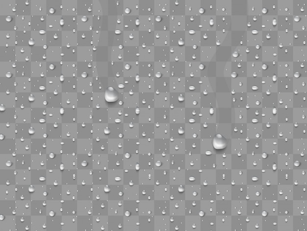 Gouttes de pluie ou douches, condensation sur le verre, rosée.