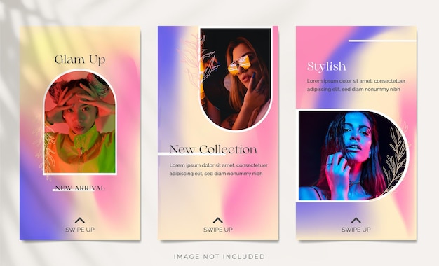 Gradient Aesthetic Instagram Story set vector