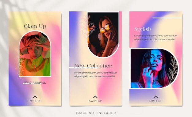 Gradient Aesthetic Instagram Story Set Vector