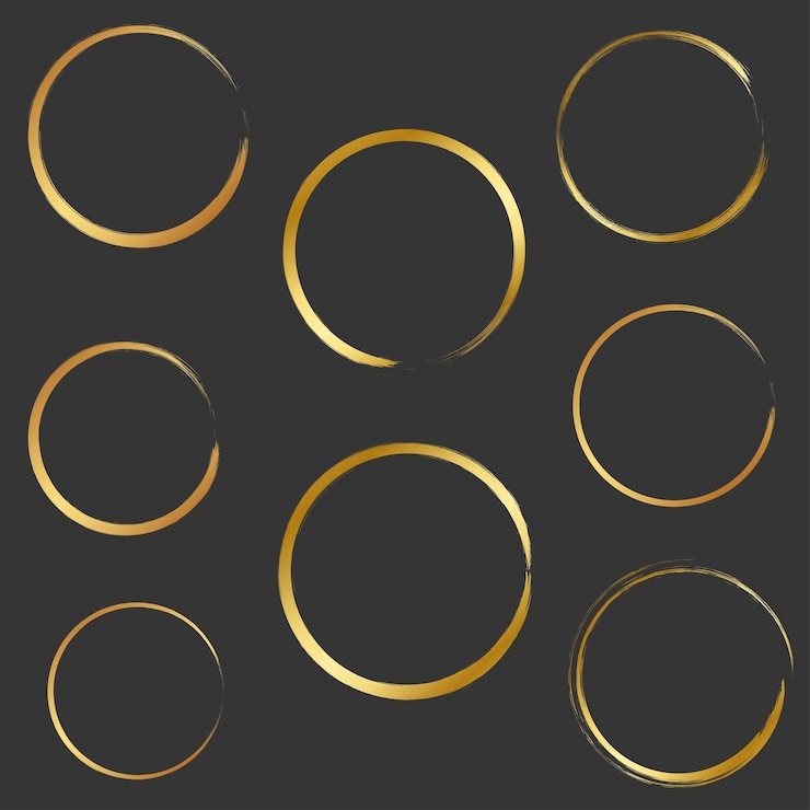 Gradient de cadre de cercle d'or avec style de coup de pinceau