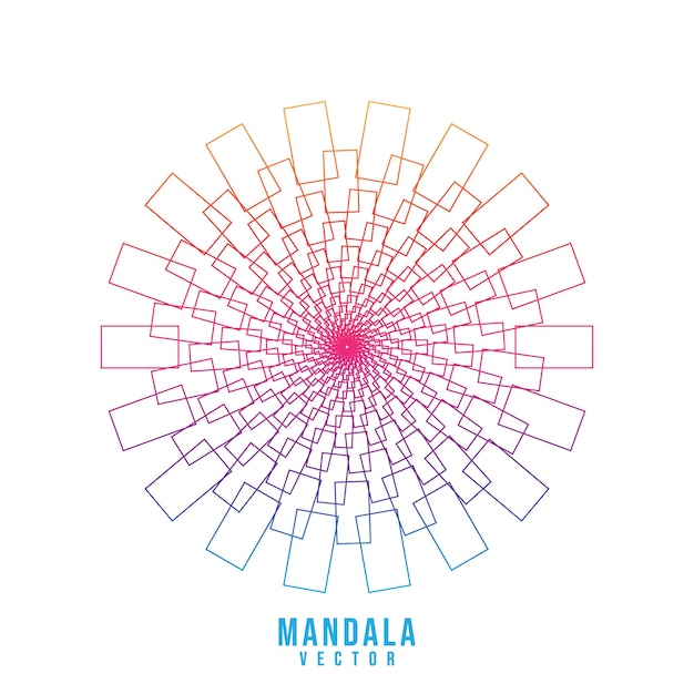 Gradient coloré simple conception unique de mandala sur fond blanc