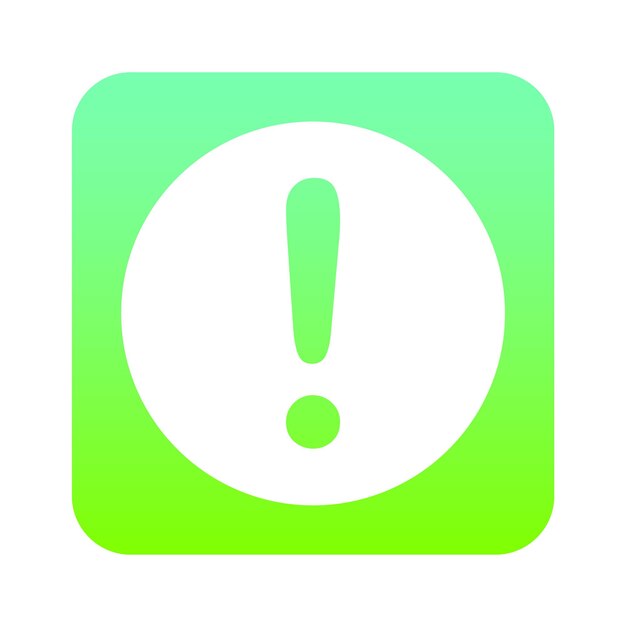 le gradient de l'icône du vecteur vert du point d'exclamation