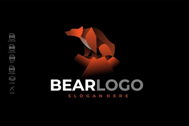 Gradient Moderne Coloré Grizzly Bear Logo Template Illustration Vecteur