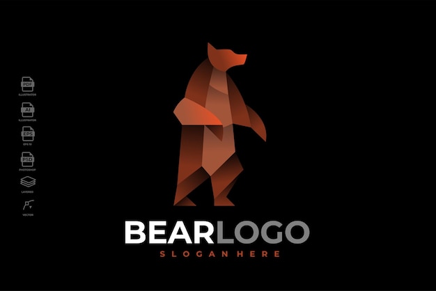 Vecteur gradient moderne coloré grizzly bear logo template illustration vecteur