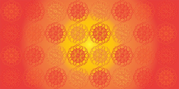 Vecteur gradient vectoriel orange jaune byturn motif d'arrière-plan étoile arabe ornement géométrique décor mandala